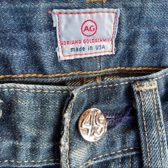 AG Selvedge Japanese Denim Heavily Distressed Jeans with Pure S925 Rivet - Picture 5 of 13